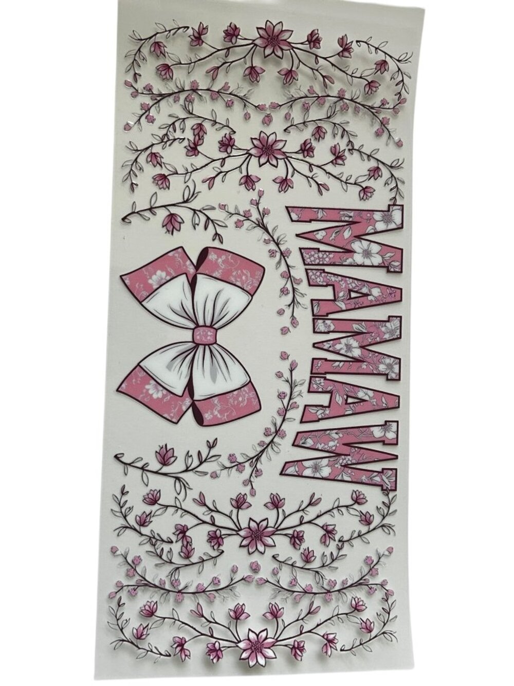 Floral Mamaw Cup Wrap | Pink Bow Tumbler Wrap | Coquette Grandmother Design